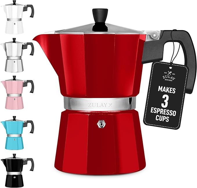Zulay Moka Pot Espresso Stovetop Coffee Maker - Leak-Proof, Stainless Steel, Easy to Clean, Heat