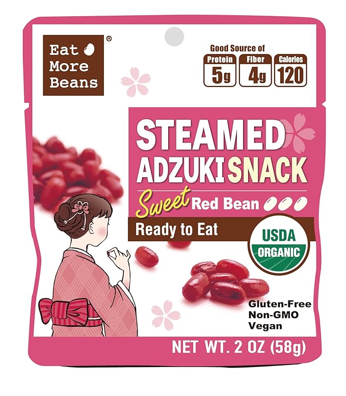 ?륟at More Beans?멣TEAMED ADZUKI SNACK -Sweet Red Bean, steamed bean, Organic Adzuki Beans, healthy
