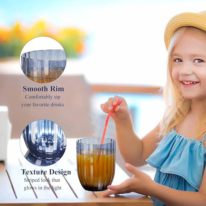 Acrylic Clear Highball Plastic Cups | Plastic Reusable Tumblers 15oz (Set of 6) | Stackable |