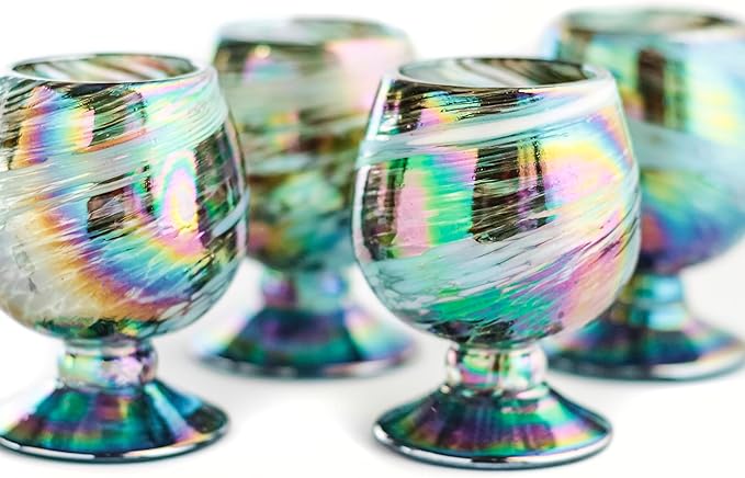 Authentic Mexican Tequila Hand Blown Shot Glasses - Set of 4-2 oz - Mini Glass Snifters - Heavy
