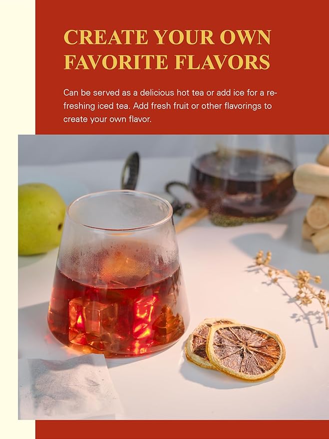 GLDNT Organic Pu-erh Tea Bags, Fermented Yunnan Dark Tea, Bold & Mellow Flavor, Caffeinated, 100