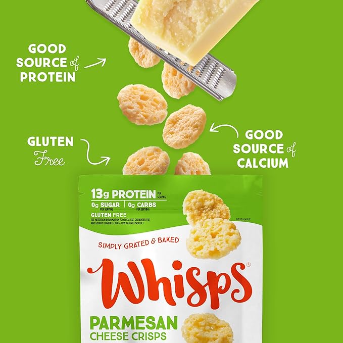 Whisps Cheese Crisps Parmesan Cheese | Protein Chips | Healthy Snacks | Protein Snacks, Gluten