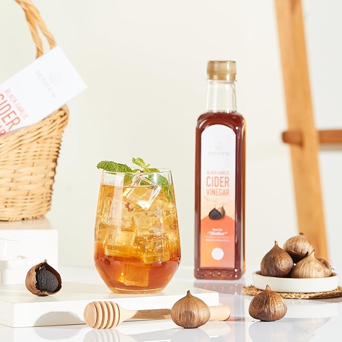Homtiem Black Garlic Cider Vinegar– Naturally Fermented with “The Mother”, A Unique Alternative to