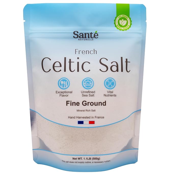 Sante Fine Ground Sea Salt From the Celtic Sea - 1.1lb (18oz) Unrefined French Sea Salt Organic