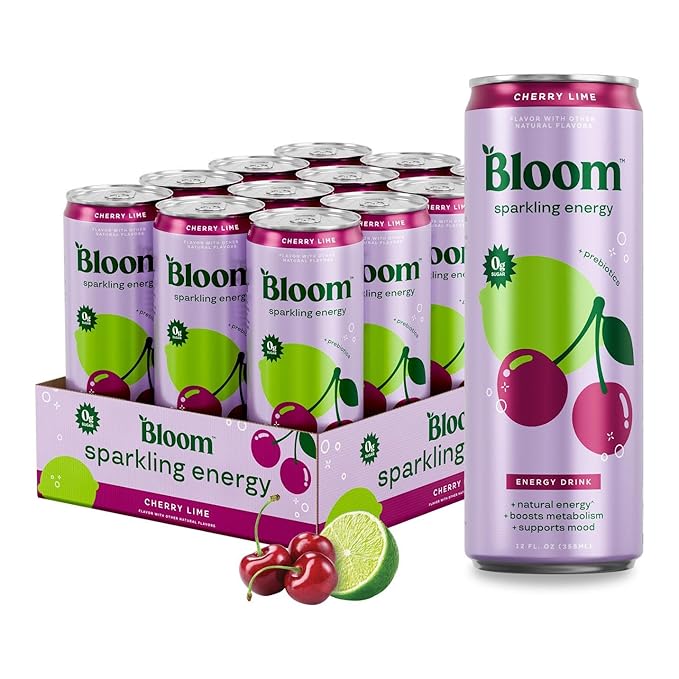 Bloom Nutrition Sparkling Energy Drink - Natural Caffeine, Zero Sugar, 180mg Caffeine