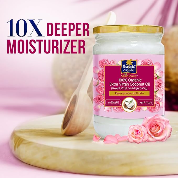 Parachute Advansed SkinPure 100% Organic Extra Virgin Coconut Oil with Rose Oil |Face & Body Oil
