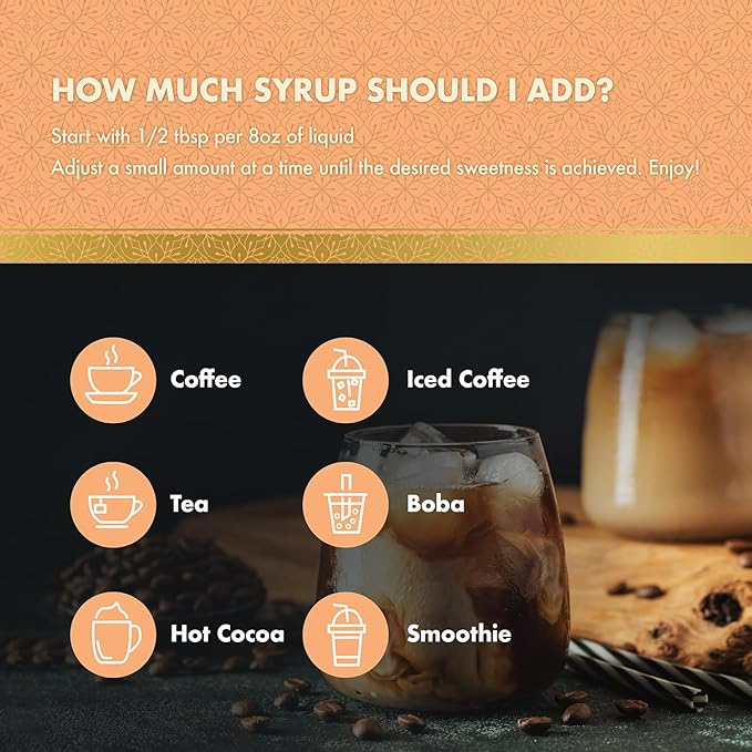ChocZero Peach Syrup – Sugar Free Flavoring Syrup for Coffee, Tea & Cocktails – Keto Friendly, Low
