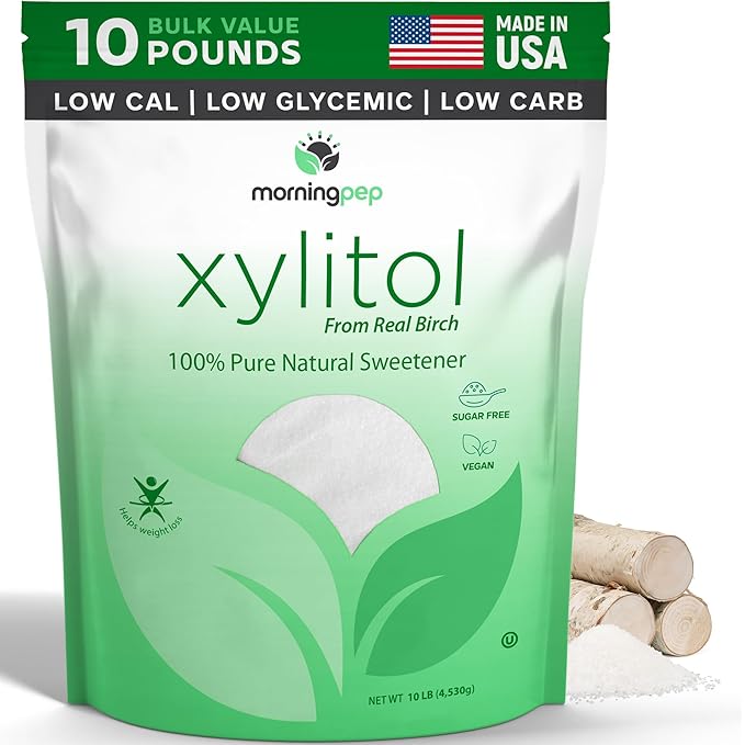 Morning Pep Pure Birch Xylitol (Keto Diet Friendly) Sweetener with no Aftertaste Bulk Size 10 LBs