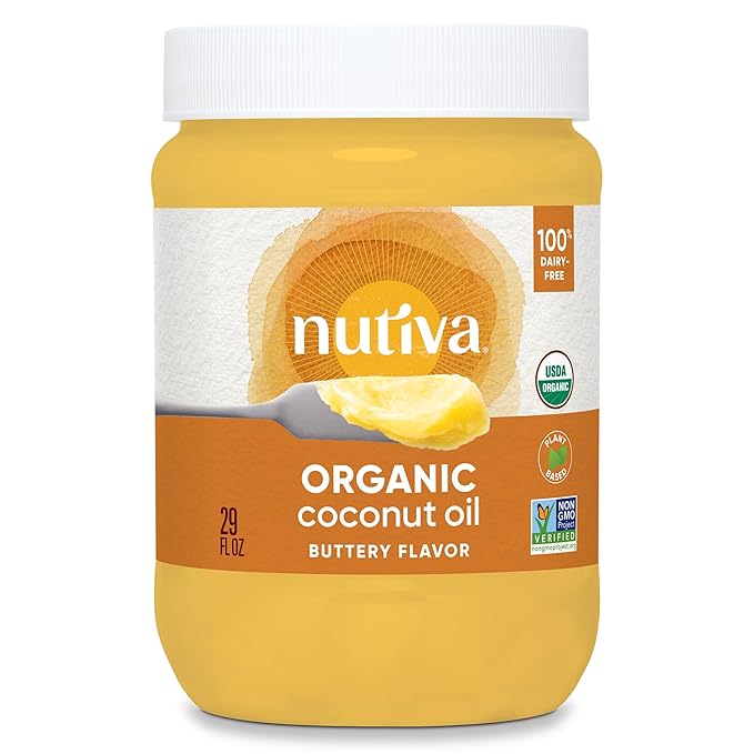 Nutiva Organic Butter Flavored Coconut Oil for Popcorn, Cooking and Baking. 29 Fl Oz - USDA Organic