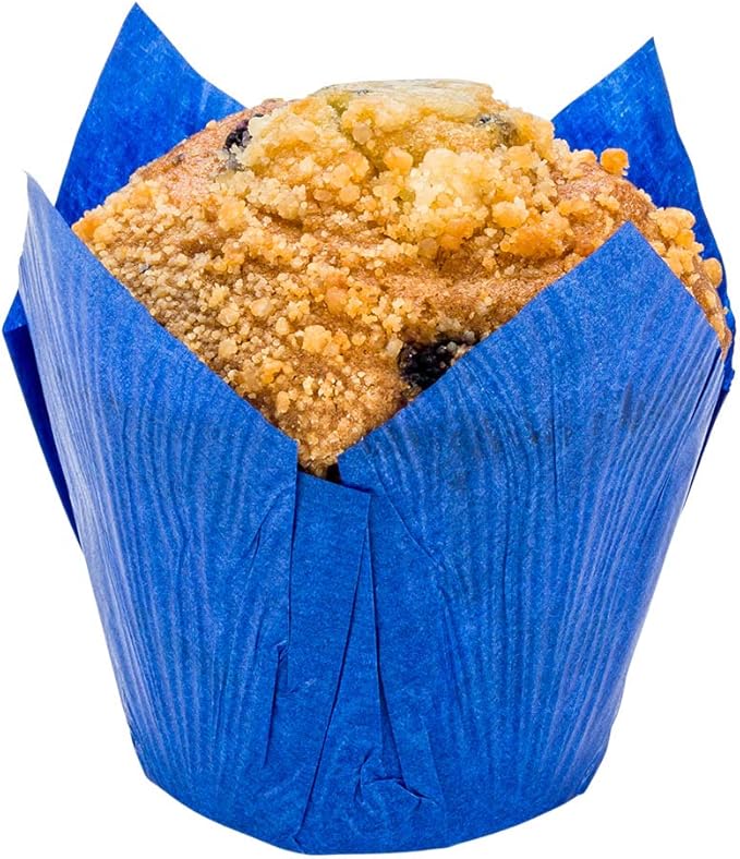 Restaurantware Panificio Premium 4 oz Blue Paper Tulip Baking Cup Paper Baking Cups Perfect for