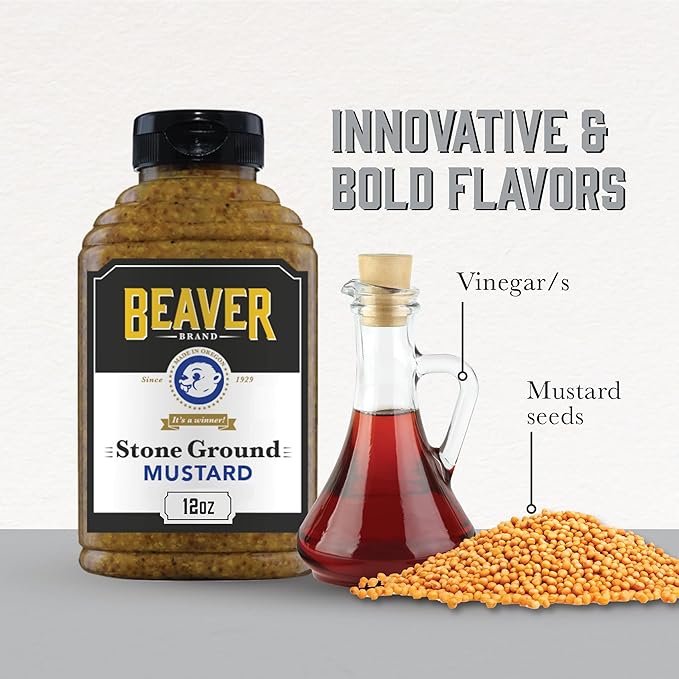 Beaver Stone Ground Mustard, 12 oz squeeze bottle