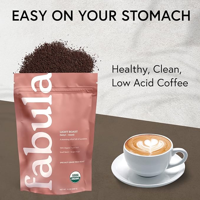 Fabula Coffee Light Roast Freshly Ground - Organic - Low Acid - Single Origin - Non-GMO - Mold Free