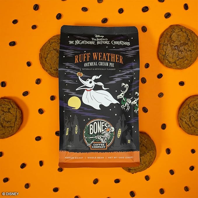 Bones Coffee Company The Nightmare Before Christmas Ruff Weather Flavored Coffee Beans, Medium