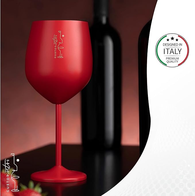 Gusto Nostro Stainless Steel Wine Glass - 18 oz - Unbreakable Colorful Wine Glasses for Travel