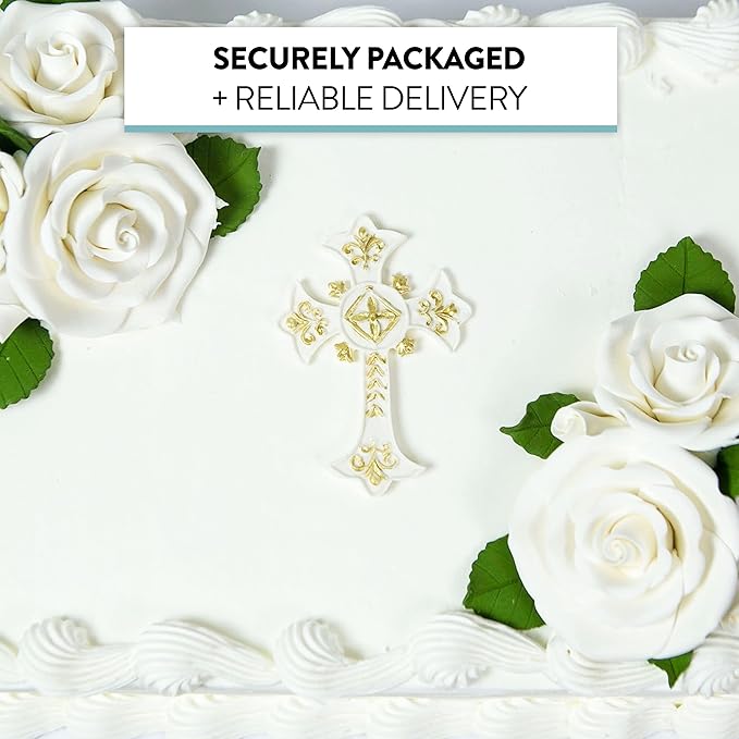 Global Sugar Art Exquisite Edble Rose & Leaf Sugar Cake Flowers Tray White, Unwired by Chef Alan