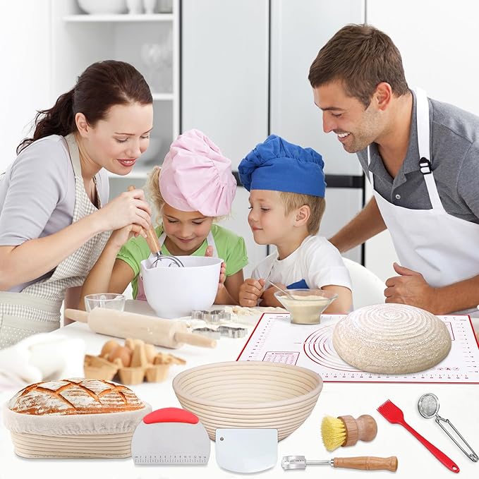 Sourdough Bread Baking Supplies, Sourdough Starter Kit for Bread Making Includes 10" Round & Oval