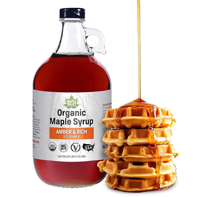 Maple Valley Organic Pure Maple Syrup, Amber and Rich, Better Than Pancake Syrup, Use for Coffee or