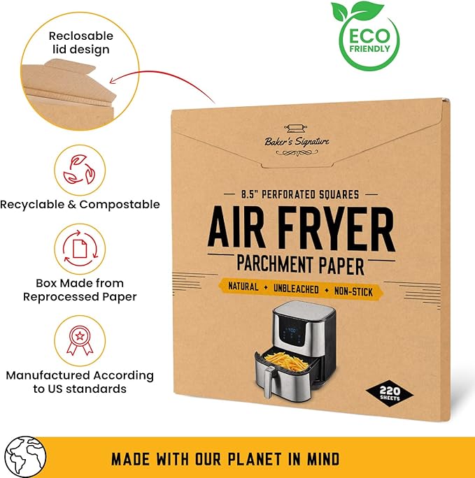 Bamboo Steamer Liner, 8.5" Air Fryer Parchment Paper Liners Sheets ??220pcs Unbleached Bamboo
