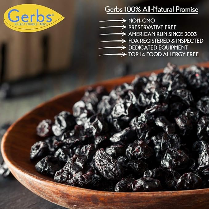 Gerbs Dried Blueberries 4 lbs. | Unsulfured, No Additives, Resealable Bag | Naturally Sweet & Tart