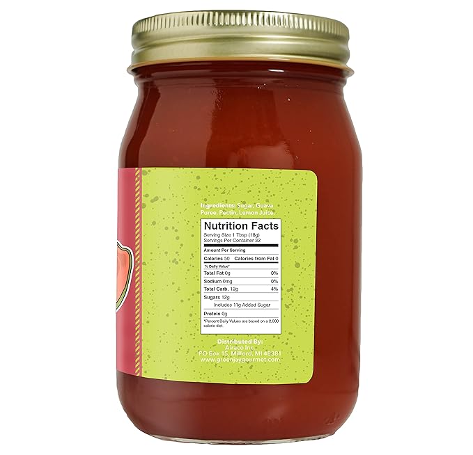 Green Jay Gourmet Guava Jam - All-Natural Fruit Jam with Guava Fruit & Lemon Juice - Vegan