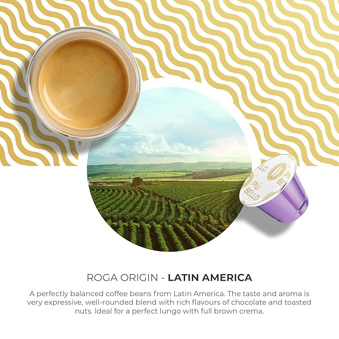Piu Bello Roga Espresso Coffee Pods for Nespresso Original Machines – Compatible Capsules Pack
