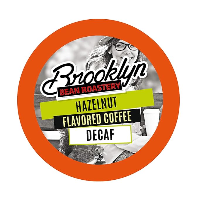 Brooklyn Beans Coffee Pods, Hazelnut Decaf - Compatible with Keurig K Cup Brewers Including 2.0