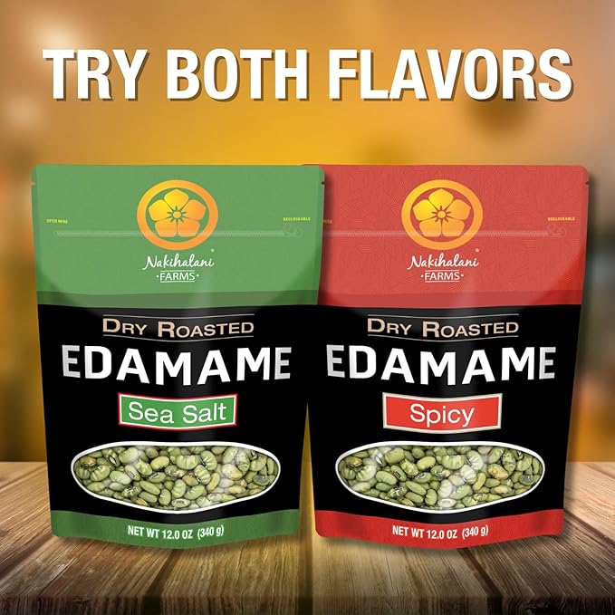 Dry Roasted Edamame Beans Snack by Nakihalani Farm ??Sea Salt (12 oz) Non-GMO Crunchy Soybeans