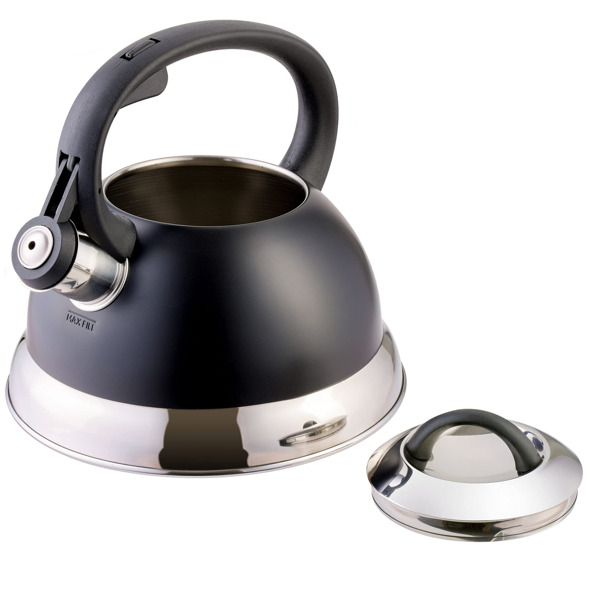 Mr. Coffee Flintshire 1.75-Quart Stainless Steel Whistling Tea Kettle with Nylon Handle – Matte