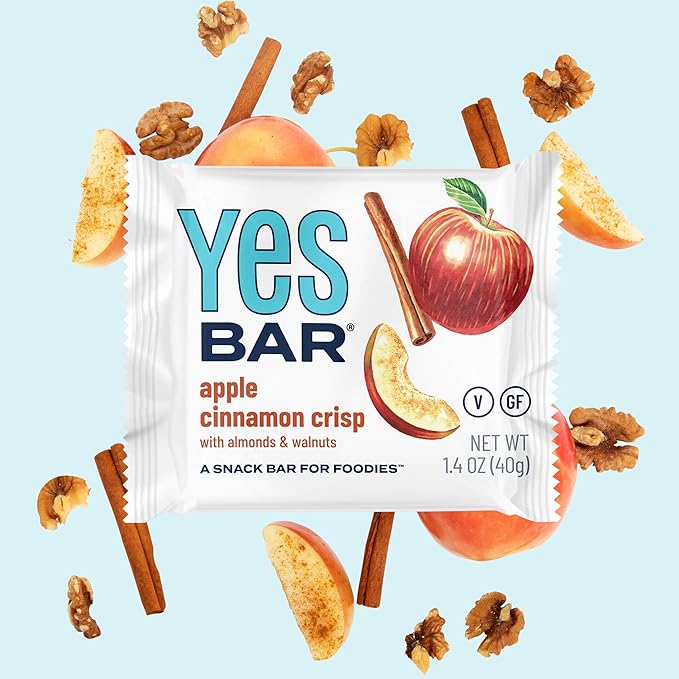 The YES Bar ??Apple Cinnamon Crisp ??Plant Based Protein, Decadent Snack Bar ??Vegan, Paleo, Gluten