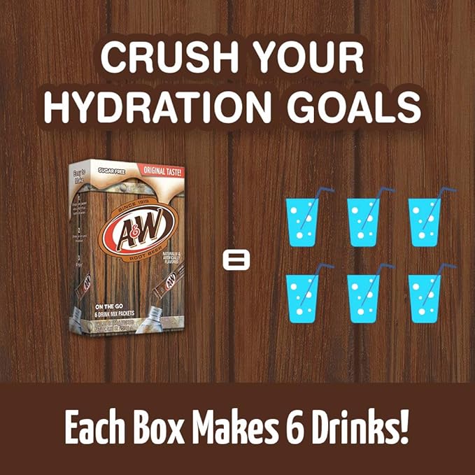 A&W, Root Beer ??Powder Drink Mix - (12 boxes, 72 sticks) ??Sugar Free & Delicious, Makes 72