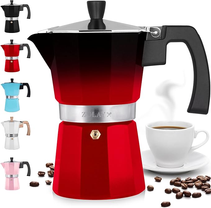 Zulay Kitchen Stovetop Espresso Maker - Moka Pot 5.5 Espresso Cups - Percolator Coffee Maker for