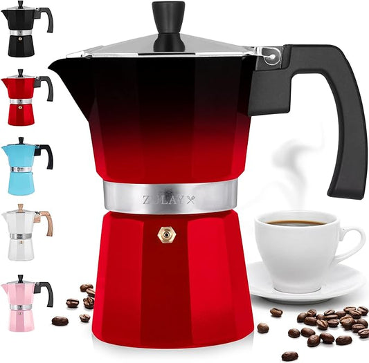 Zulay Kitchen Stovetop Espresso Maker - Moka Pot 5.5 Espresso Cups - Percolator Coffee Maker for
