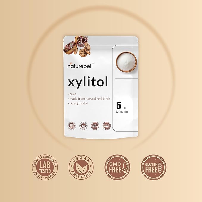 NatureBell Xylitol Sweetener, 5lbs | Natural Birch Crystal Source ??1:1 Sugar Substitute ??Sweet