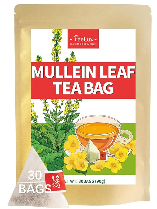 TeeLux Mullein Leaf Tea Bags, 3g/Bag, 30 Count, Natural Mullein Leaves, Caffeine Free