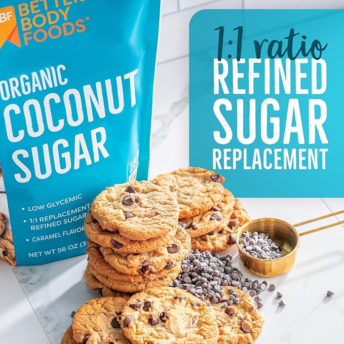 BetterBody Foods Organic Coconut Sugar, Gluten-Free, Non-GMO, Low Glycemic Sugar Substitute, 3.5