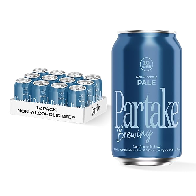 Partake Brewing Craft Non Alcoholic Beer, Pale Ale 12 Pack x 12 Fl Oz Cans - Low Calorie & Carb, No