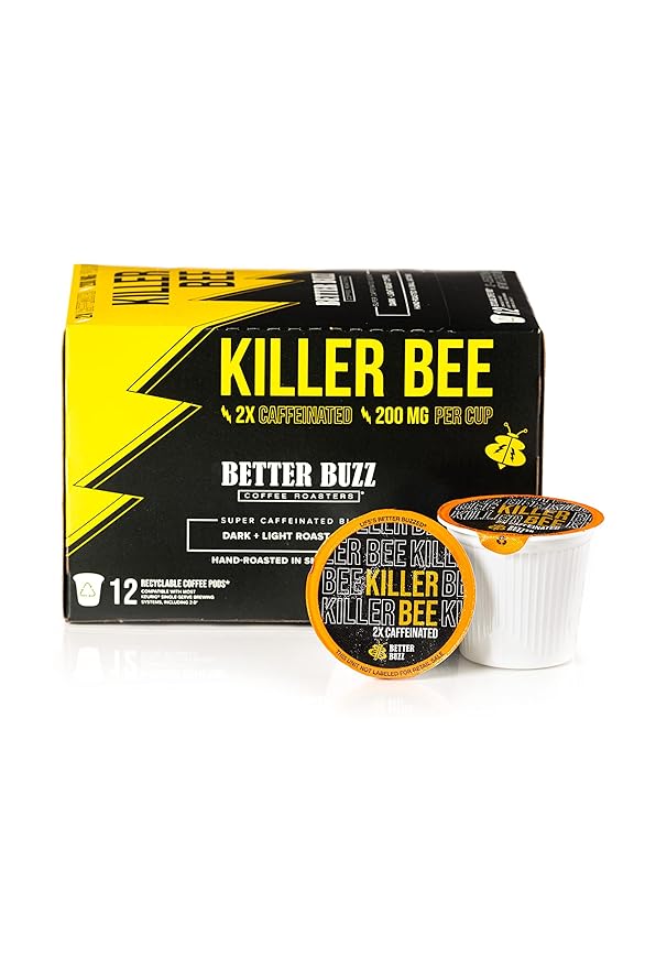 Better Buzz Killer Bee Super Caffeinated Dark Roast Light Roast Blend 12ct., California Solar
