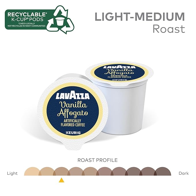 Lavazza Vanilla Affogato Coffee, Single Serve Keurig K-Cup Pods, Flavored Coffee, 60-Count Box (6