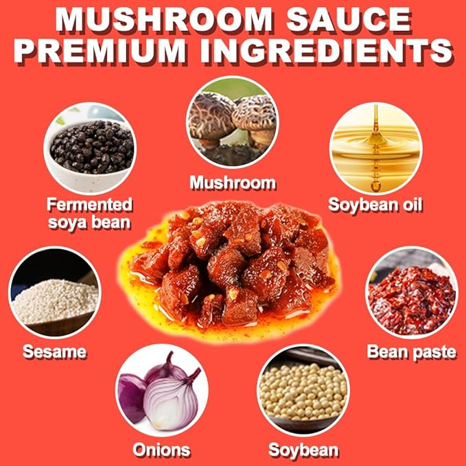 Umami Mushroom Chili Sauce (Chunky Texture), Chili Oil with Mushroom&Pepper, Mushroom in Chili Oil