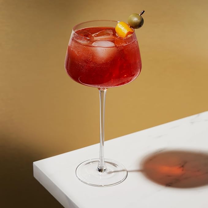 Viski Angled Stemmed Cocktail Glasses for Aperol Spritz, Campari Spritz, Tonic, Classic Cocktails