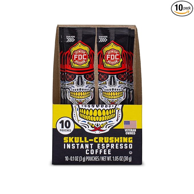 Fire Department Coffee - Skull Crushing Instant Espresso Coffee - Instant Coffee Packets Single