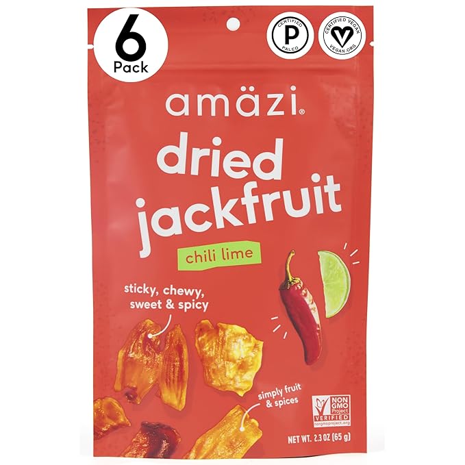 Am채zi Foods | Chili Lime Dried Jackfruit (6 Pack) | All Natural Snacks | Gluten Free Healthy Dried