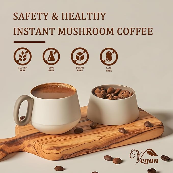 Mushroom Coffee | Enhanced Focus, Boosted Immunity, Improved Energy | 6 Adaptogenic Mushrooms: