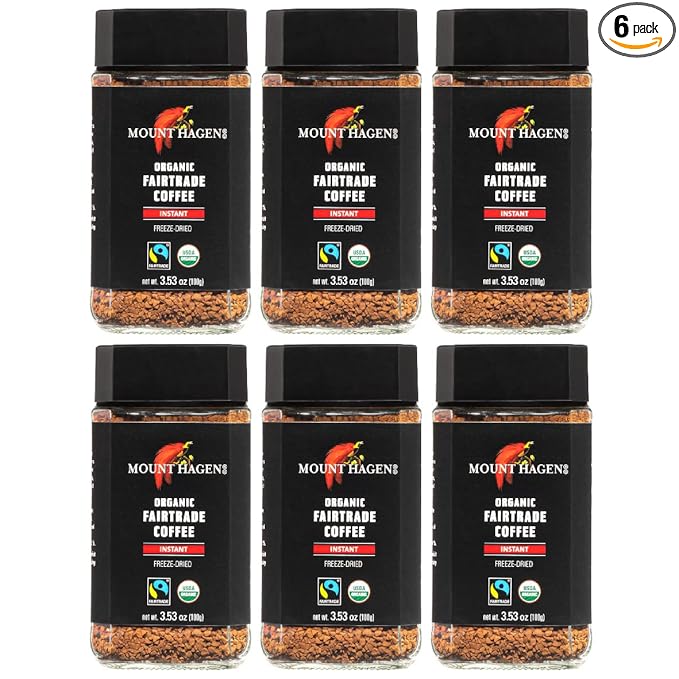 Mount Hagen 3.53oz Organic Freeze Dried Instant Coffee - 6 pack | Eco-friendly Coffee Made From