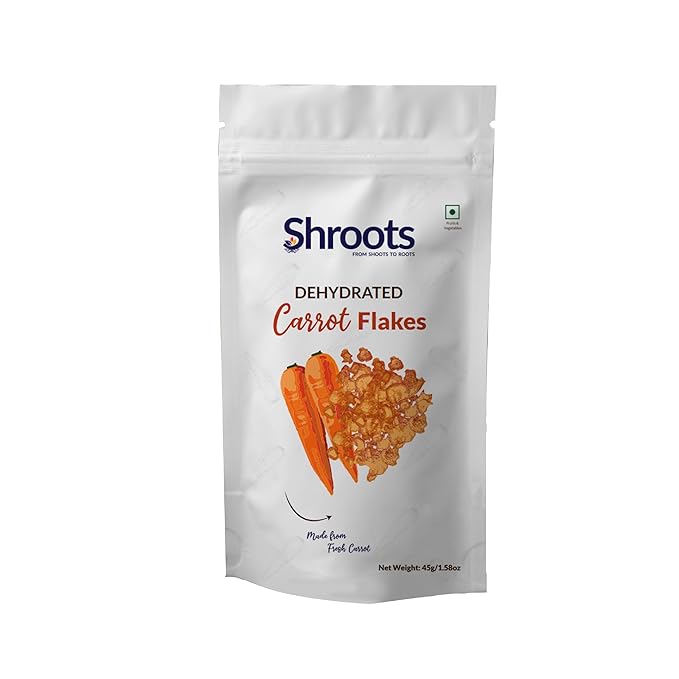SHROOTS Dehydrated Carrot Flakes Pure Vegetarian Gluten-Free No Added Salt Easy Cooking Essential