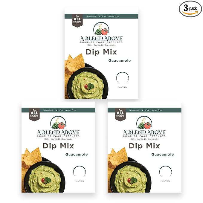A Blend Above Guacamole Dip Mix, 3 Packs, 1 oz. Each, Makes 16 Ounces, Gluten-Free, No MSG, All
