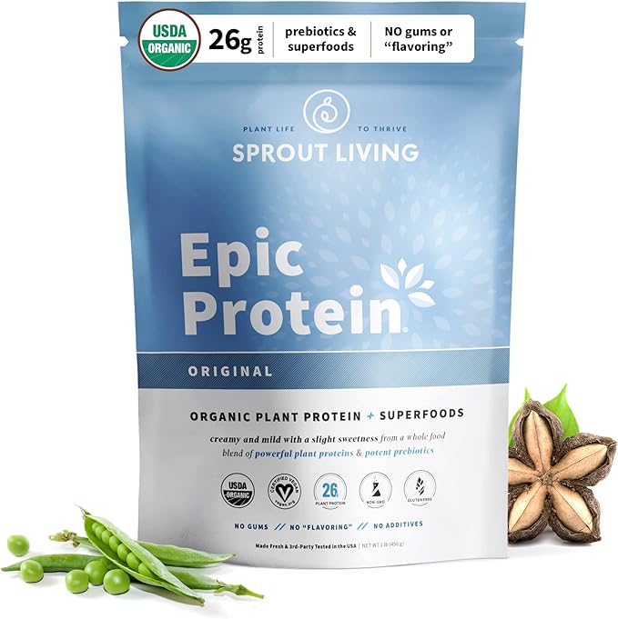 Plant Based Protein & Superfoods Powder, Original, Unflavored | Organic Protein Powder, Vegan, Non