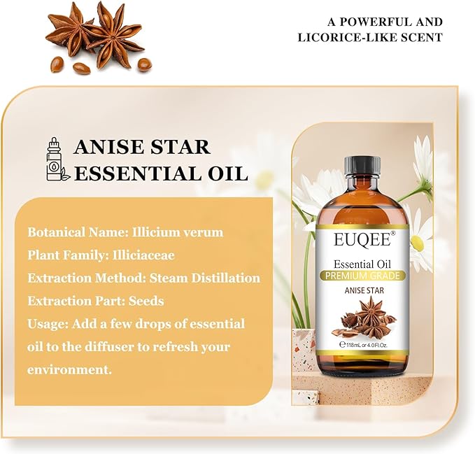 Anise Star Essential Oil 4oz / 118ML Large Capacity Anise Star Oil Pure & Premium Fragrance