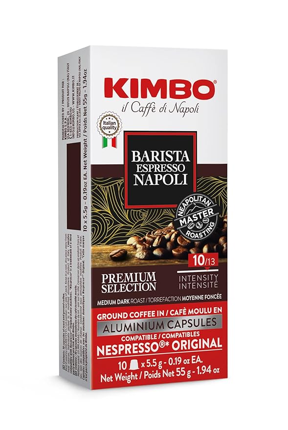 Kimbo Barista Napoli Espresso Aluminium Capsules, Nespresso Compatible | Smooth & Rich Italian