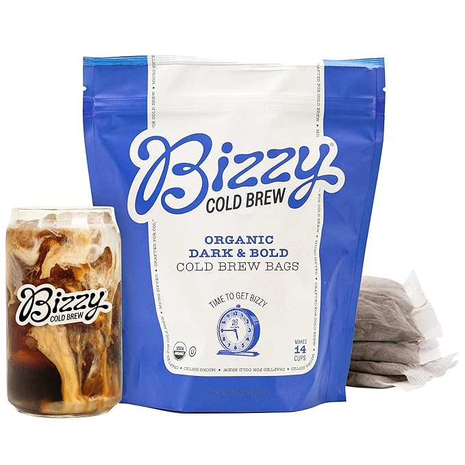 Bizzy Organic Cold Brew Coffee | Dark & Bold Blend | Coarse Ground Coffee | Dark Roast | Micro